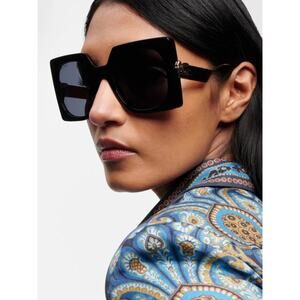 New, ETRO Sunglasses ETRO0026/S 807IR Oversized Square Black Frame